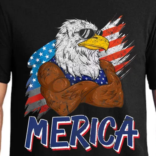 Merica Freedom American Usa Eagle Patriotic 4th Of July Funny Gift Pajama Set