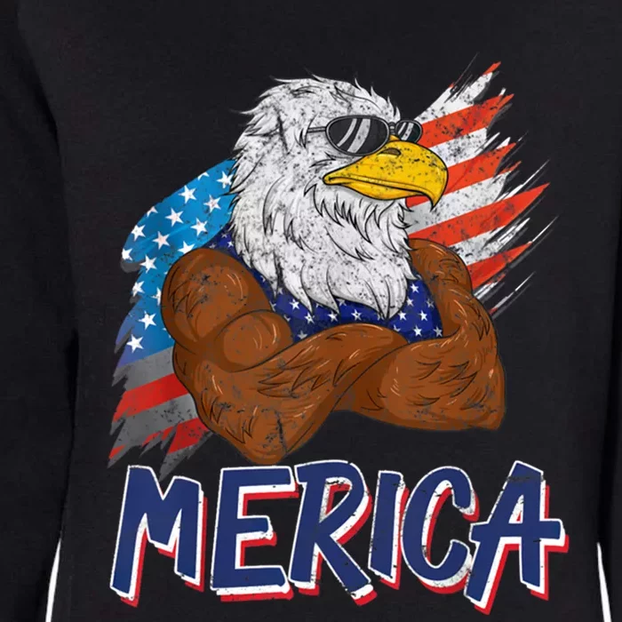 Merica Freedom American Usa Eagle Patriotic 4th Of July Funny Gift Womens California Wash Sweatshirt