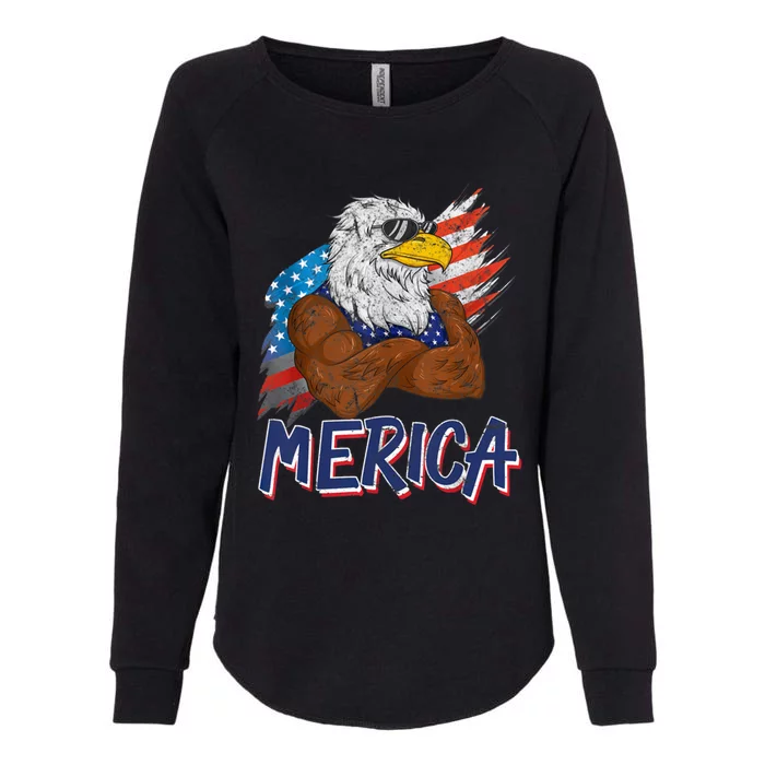 Merica Freedom American Usa Eagle Patriotic 4th Of July Funny Gift Womens California Wash Sweatshirt