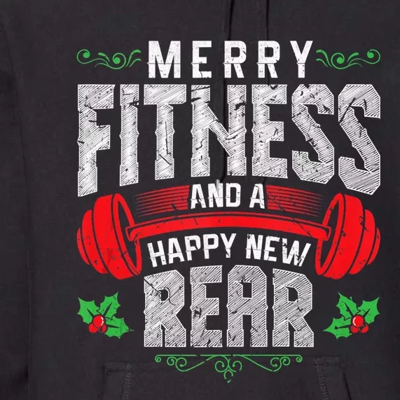 Merry Fitness And A Happy New Rear Funny Christmas Exercise Tank Top Premium Hoodie