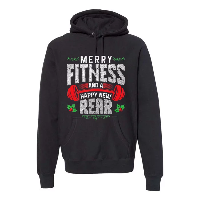 Merry Fitness And A Happy New Rear Funny Christmas Exercise Tank Top Premium Hoodie