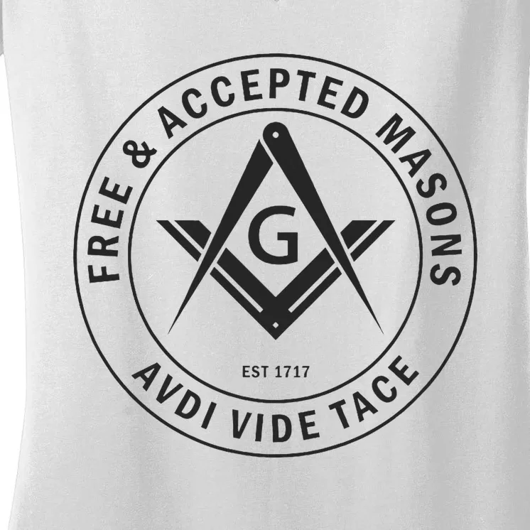 Masonic F & Am Square & Compass Stealth Modern Freemason Women's V-Neck T-Shirt