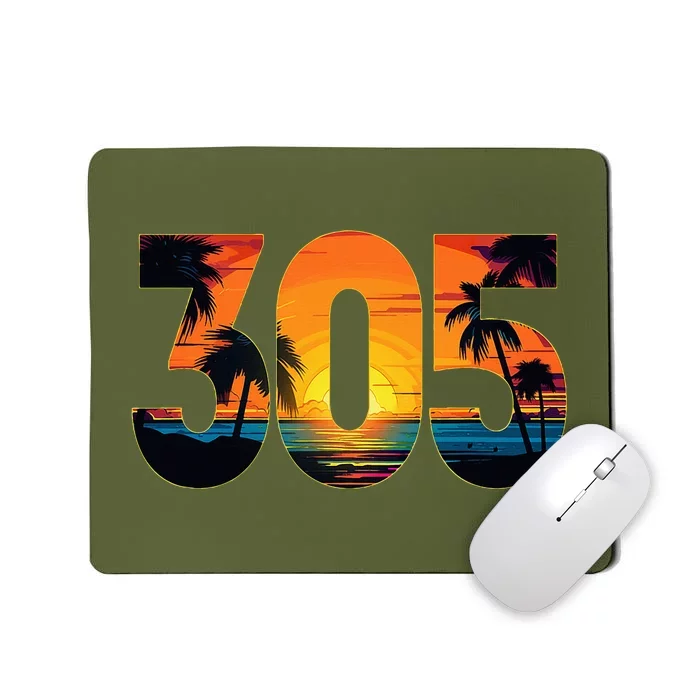 Miami Florida Area Code 305 Vintage Retro Gift Pride Mousepad