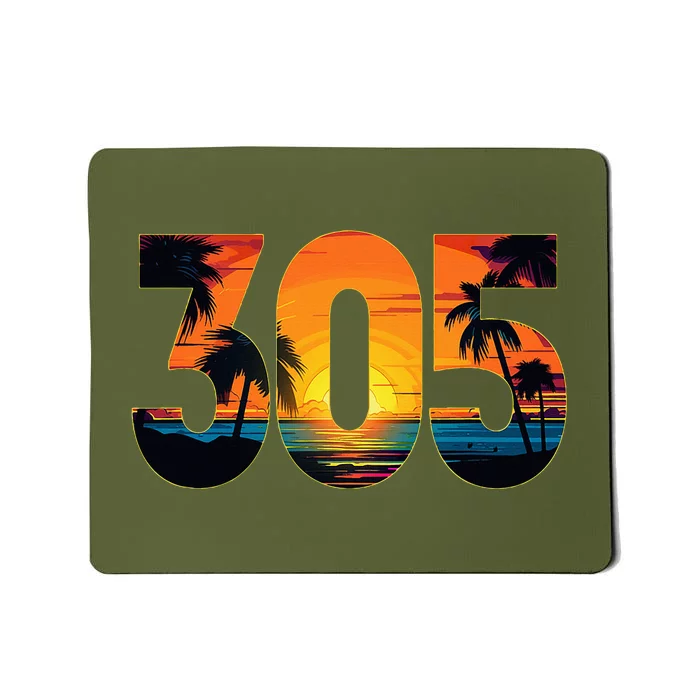 Miami Florida Area Code 305 Vintage Retro Gift Pride Mousepad