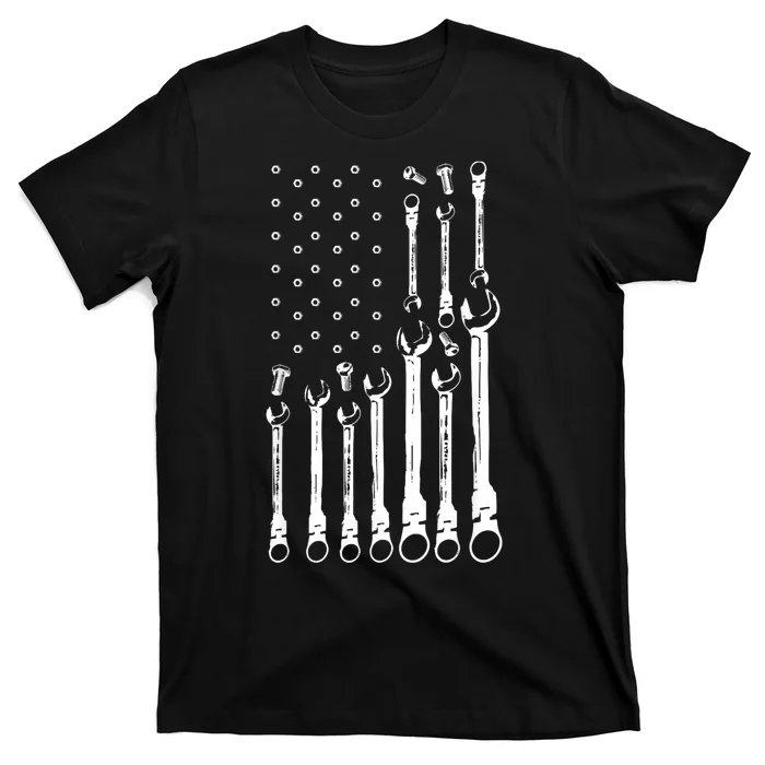 Mechanic Flag American Patriotic Flag Car Mechanic Usa Flag T-Shirt