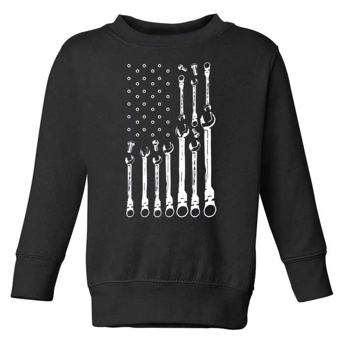 Mechanic Flag American Patriotic Flag Car Mechanic Usa Flag Toddler Sweatshirt