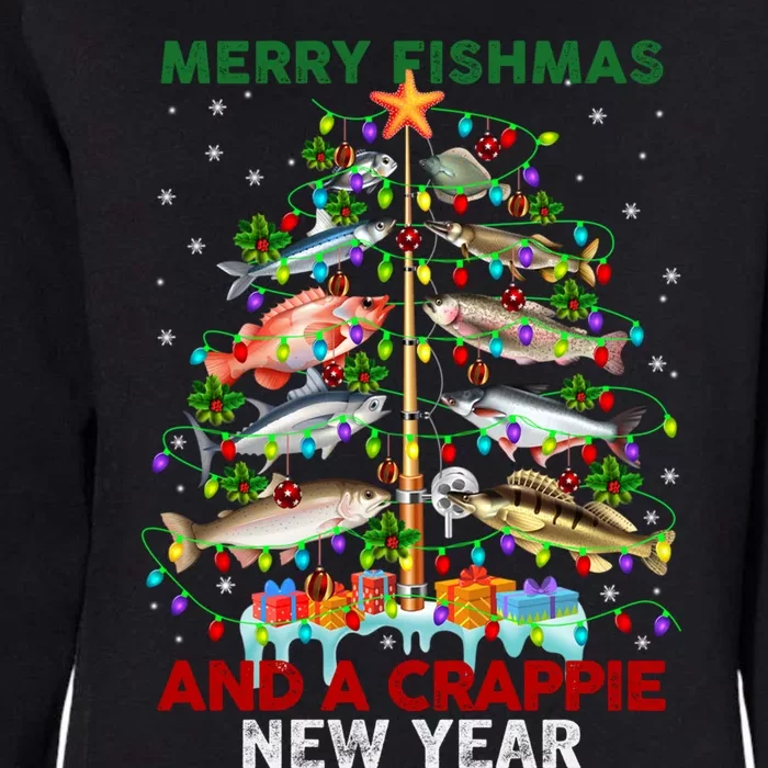 Merry Fishmas And A Crappie New Year Xmas For Fisher Great Gift Womens California Wash Sweatshirt