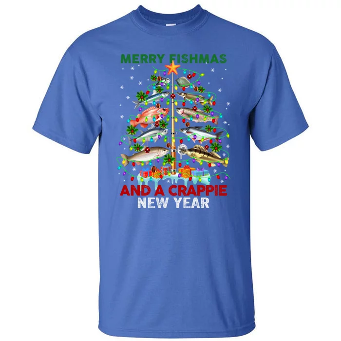 Merry Fishmas And A Crappie New Year Xmas For Fisher Great Gift Tall T-Shirt