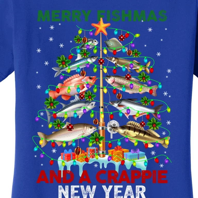 Merry Fishmas And A Crappie New Year Xmas For Fisher Great Gift Women's T-Shirt