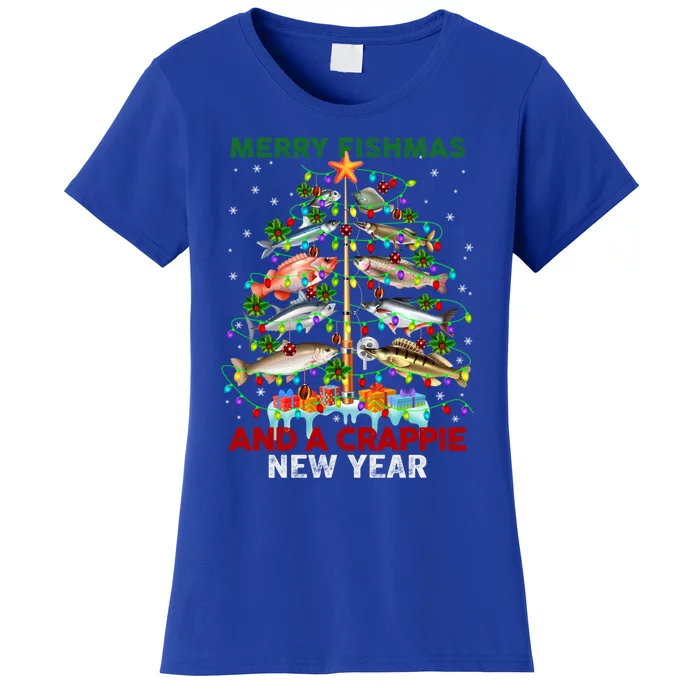 Merry Fishmas And A Crappie New Year Xmas For Fisher Great Gift Women's T-Shirt