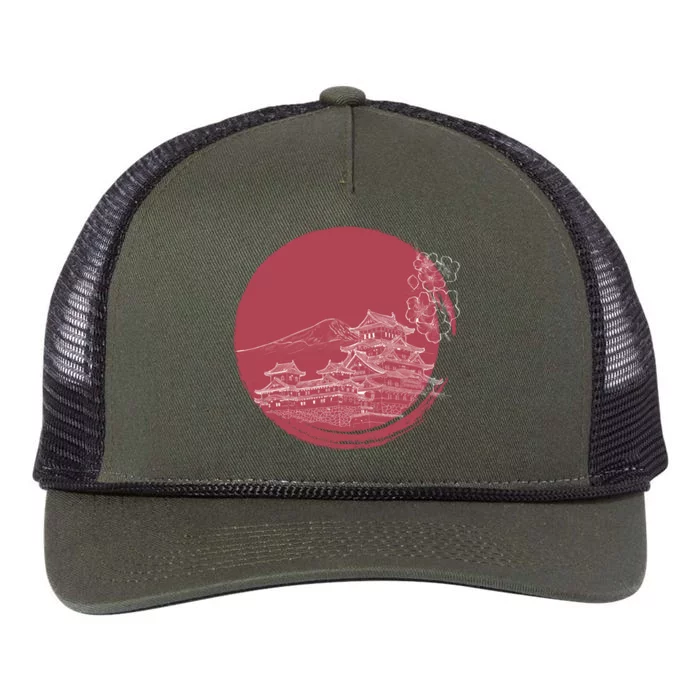 Mount Fuji And Japan Art Retro Rope Trucker Hat Cap