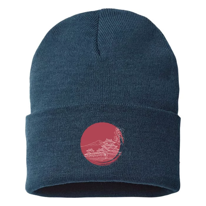 Mount Fuji And Japan Art Sustainable Knit Beanie