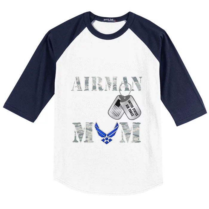 My Favorite Airman Calls Me Mom Air Force Mom Baseball Sleeve Shirt