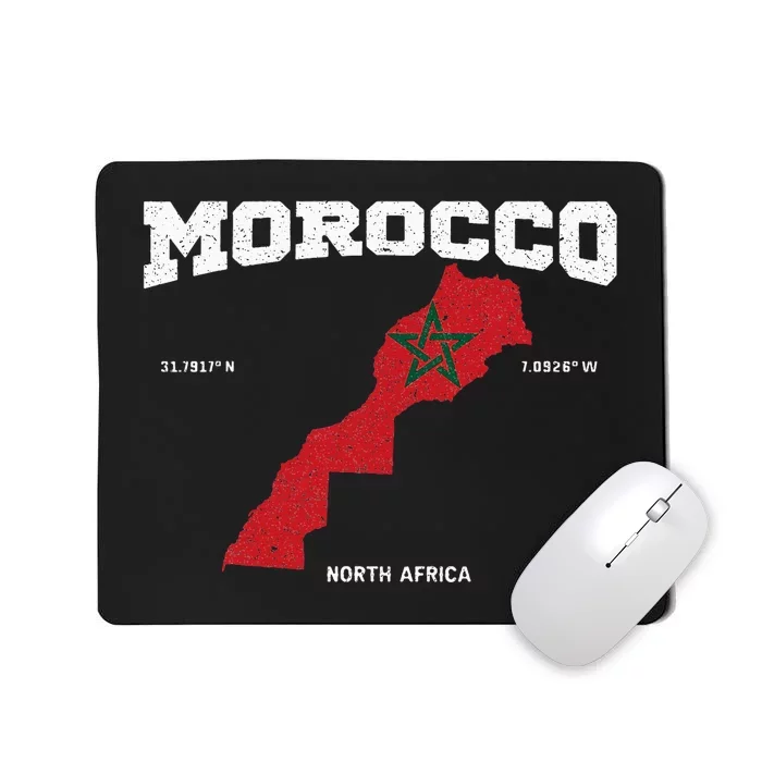 Morocco Flag And Map Moroccan Coordinates Mousepad