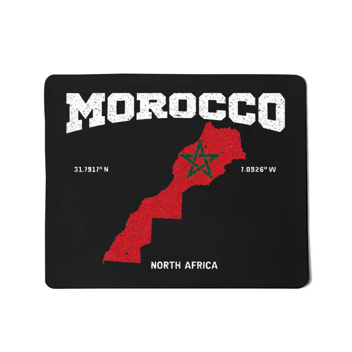 Morocco Flag And Map Moroccan Coordinates Mousepad