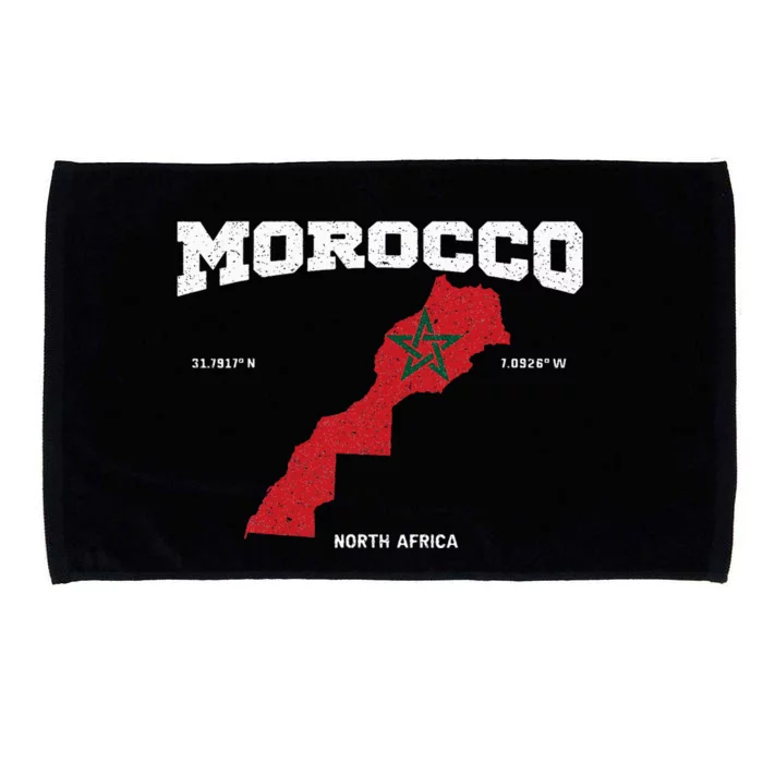 Morocco Flag And Map Moroccan Coordinates Microfiber Hand Towel