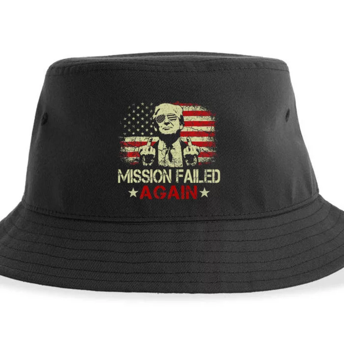 Mission Failed Again Trump 2024 Us American Flag Sustainable Bucket Hat