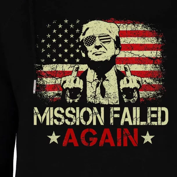 Mission Failed Again Trump 2024 Us American Flag Womens Funnel Neck Pullover Hood