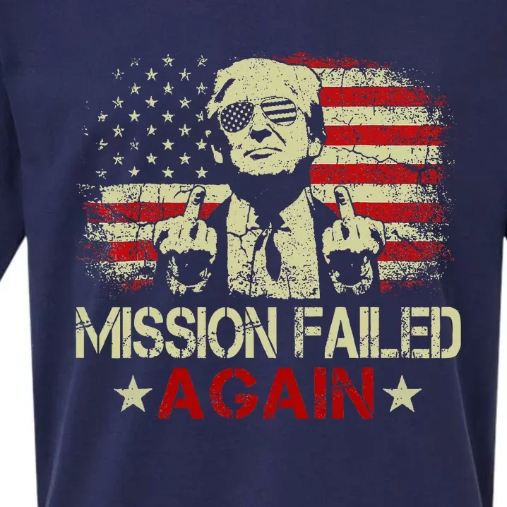 Mission Failed Again Trump 2024 Us American Flag Sueded Cloud Jersey T-Shirt