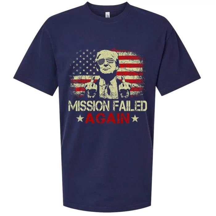 Mission Failed Again Trump 2024 Us American Flag Sueded Cloud Jersey T-Shirt