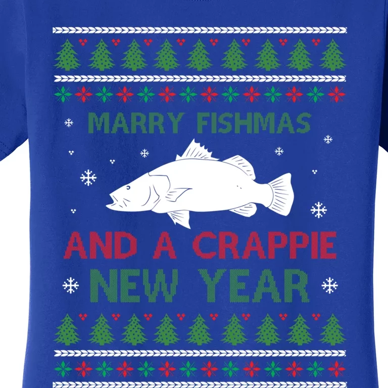 Merry Fishmas And A Crappie New Year Saying Ugly Christma Great Gift Women's T-Shirt