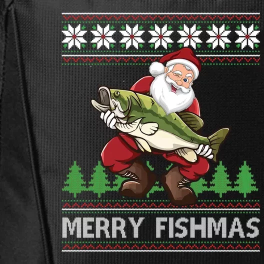 Merry Fishmas And Santa Fishing City Backpack