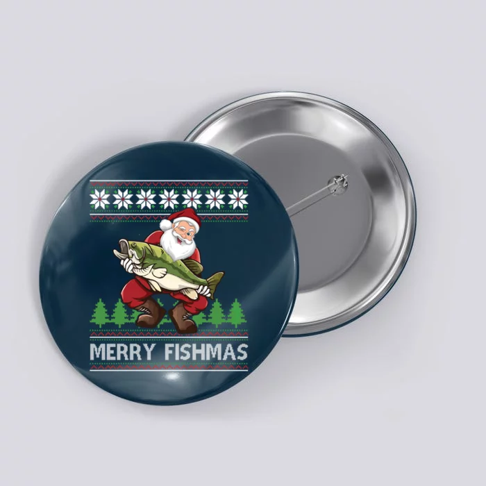 Merry Fishmas And Santa Fishing Button