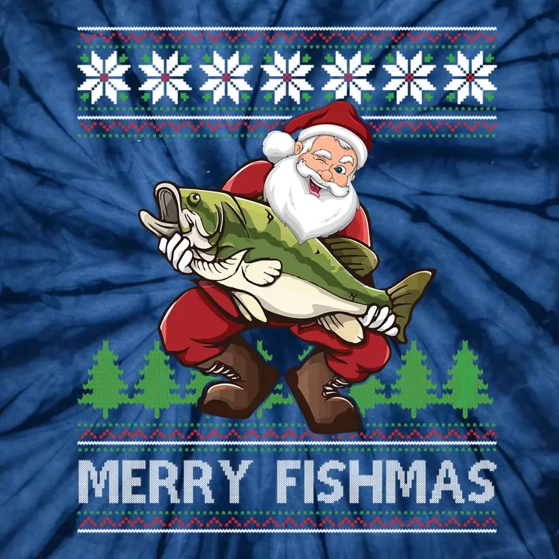 Merry Fishmas And Santa Fishing Tie-Dye T-Shirt