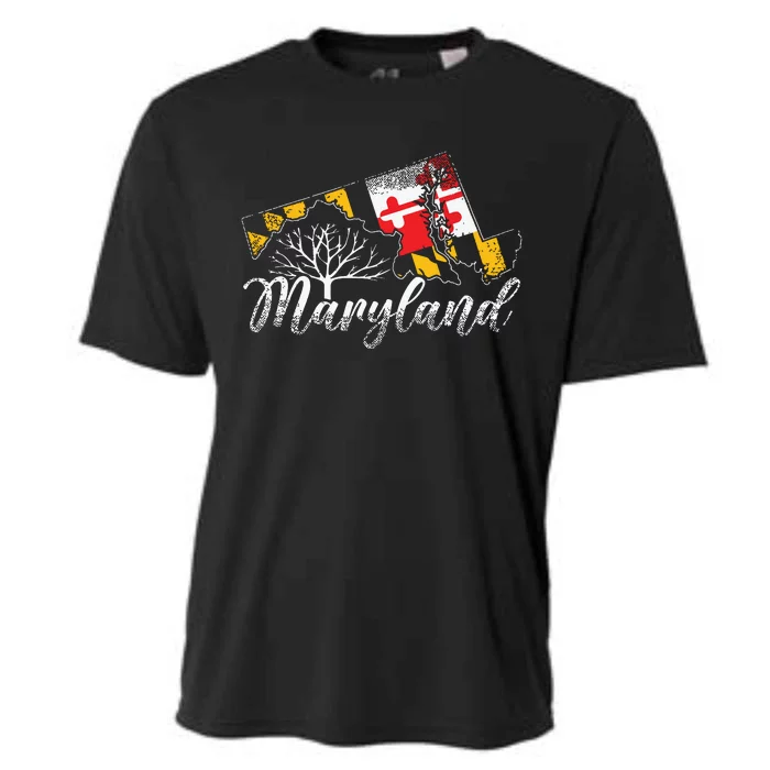 Maryland Flag And Pride Home Family Vintage Maryland Cooling Performance Crew T-Shirt