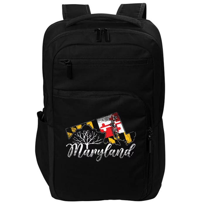 Maryland Flag And Pride Home Family Vintage Maryland Impact Tech Backpack