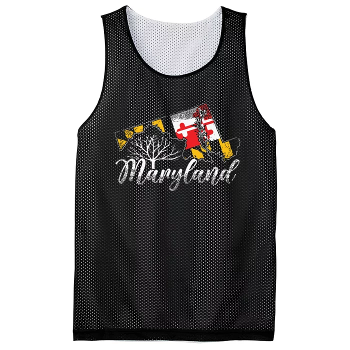 Maryland Flag And Pride Home Family Vintage Maryland Mesh Reversible Basketball Jersey Tank