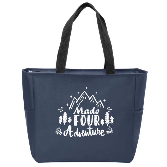 Made Four Adventure 4th Birthday Party Camping Theme Zip Tote Bag