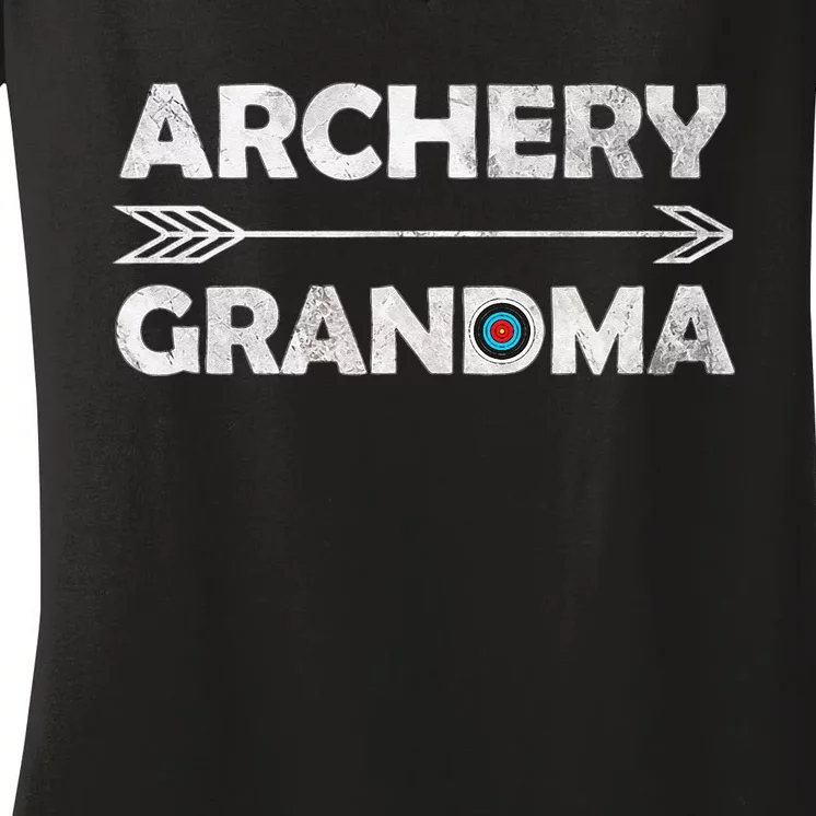 Matching Family Archery Grandma Arrow Target Team Photo Gift Women's V-Neck T-Shirt