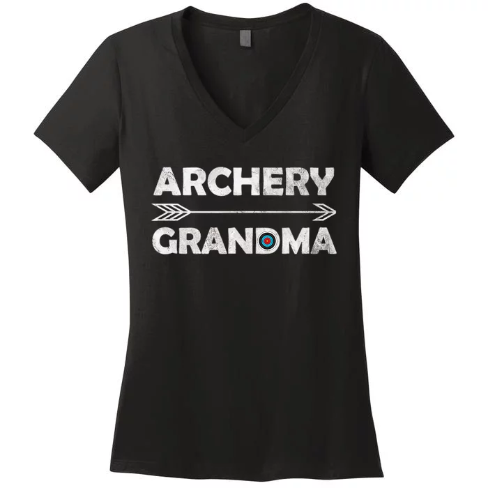 Matching Family Archery Grandma Arrow Target Team Photo Gift Women's V-Neck T-Shirt