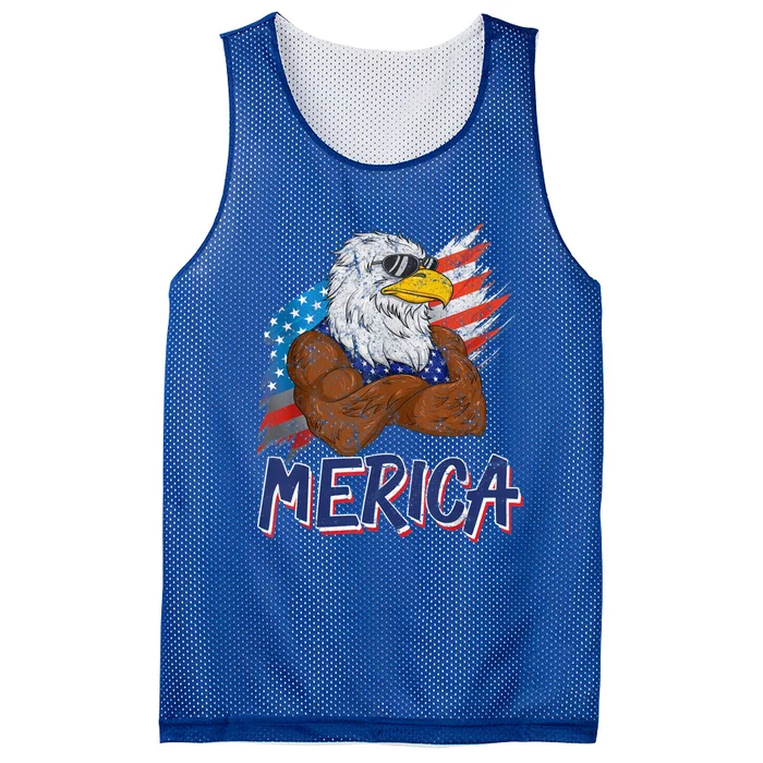 Merica Freedom American Usa Eagle Patriotic 4th Of July Gift Mesh Reversible Basketball Jersey Tank