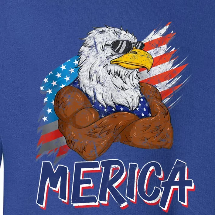 Merica Freedom American Usa Eagle Patriotic 4th Of July Gift Toddler Sweatshirt