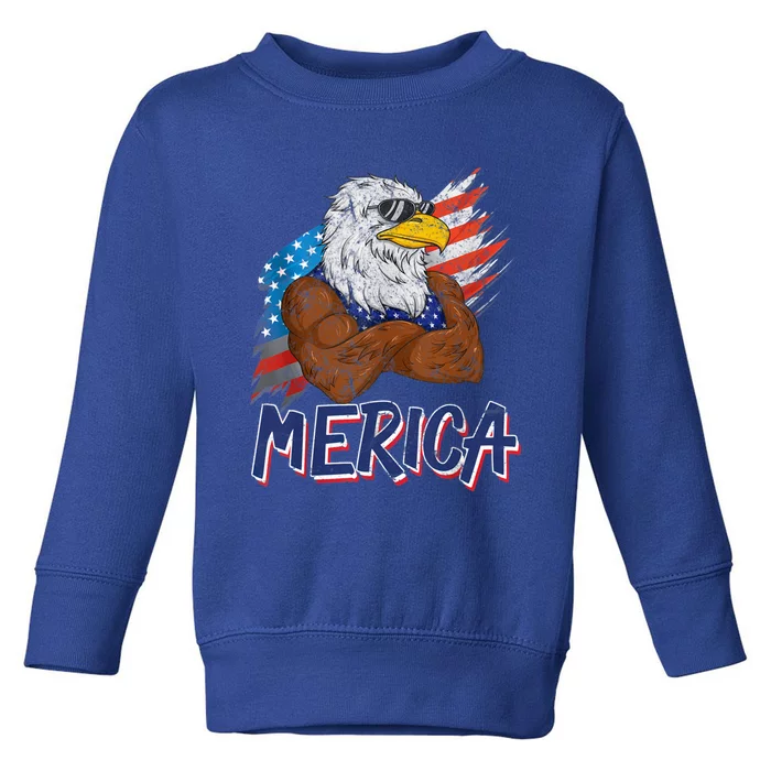 Merica Freedom American Usa Eagle Patriotic 4th Of July Gift Toddler Sweatshirt