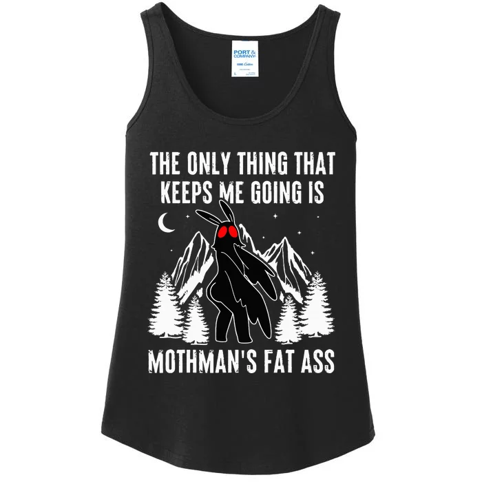 Mothman Fat Ass Vintage Cryptid Funny Mothman Ladies Essential Tank