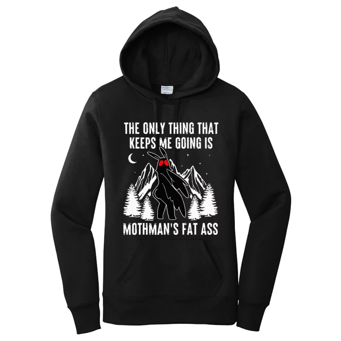 Mothman Fat Ass Vintage Cryptid Funny Mothman Women's Pullover Hoodie