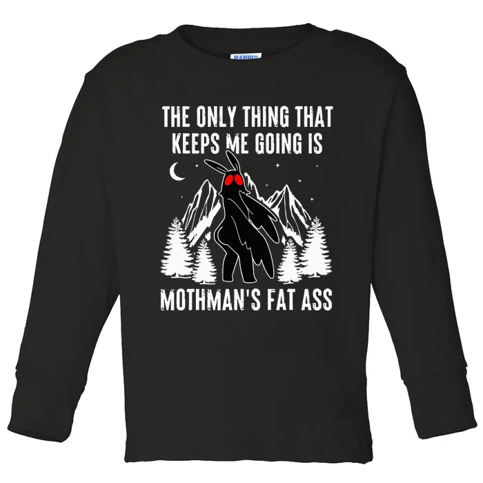 Mothman Fat Ass Vintage Cryptid Funny Mothman Toddler Long Sleeve Shirt