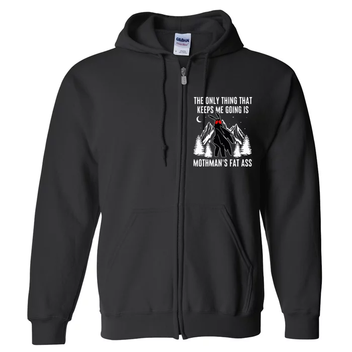 Mothman Fat Ass Vintage Cryptid Funny Mothman Full Zip Hoodie