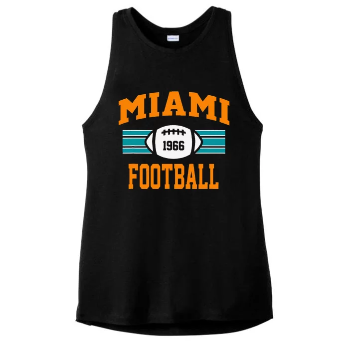 Miami Football Athletic Vintage Sports Team Fan Dark Ladies Tri-Blend Wicking Tank