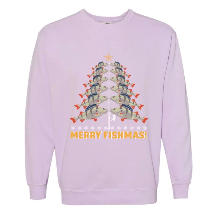 Merry Fishmas! Angler Fir Tree Christmas Outfit Fishing Funny Gift Garment-Dyed Sweatshirt