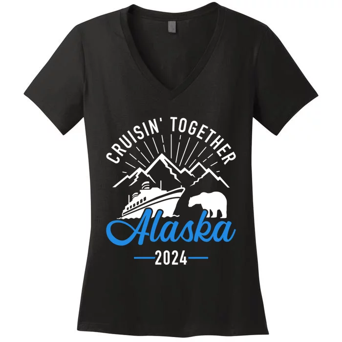 Matching Family And Friends Group Alaska Cruise 2024 Women's V-Neck T-Shirt