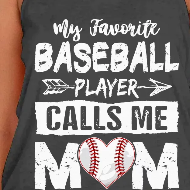 My Favorite Baseball Player Calls Me Mom Mothers Day Women's Knotted Racerback Tank