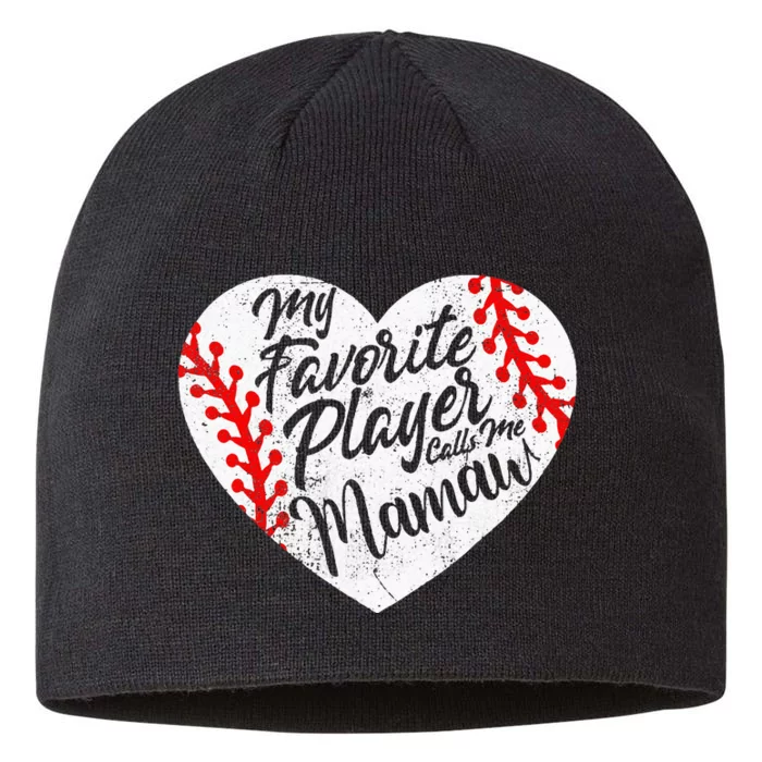 My Favorite Baseball Player Calls Me Mamaw Heart Family 8 1/2in Sustainable Knit Beanie