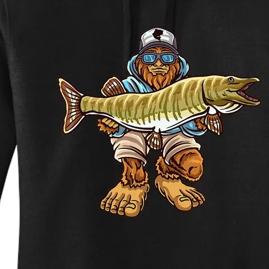 Muskie Fishing Bigfoot Musky Hunting Fisher Women's Pullover Hoodie