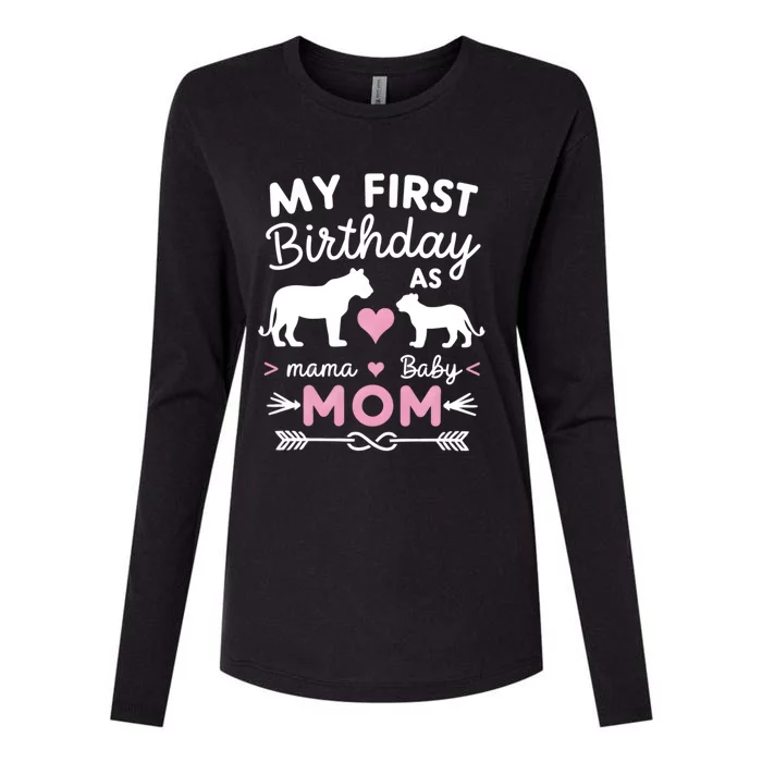 My First Birthday As Mom Lioness And Cub Love Gift Womens Cotton Relaxed Long Sleeve T-Shirt