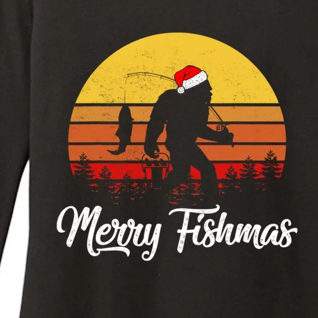 Merry Fishmas Bigfoot Fish Fishing Fisher Christmas Xmas Gift Womens CVC Long Sleeve Shirt