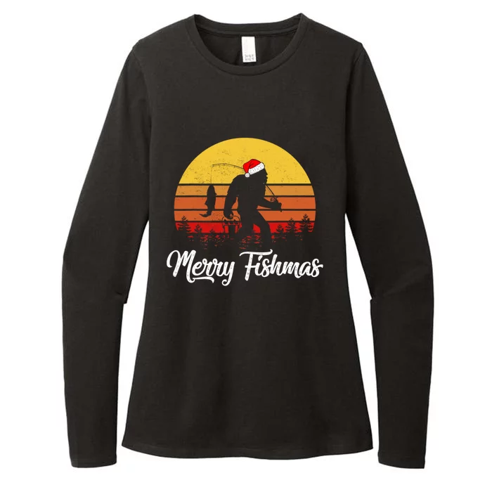 Merry Fishmas Bigfoot Fish Fishing Fisher Christmas Xmas Gift Womens CVC Long Sleeve Shirt